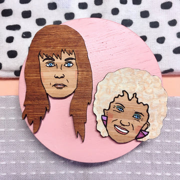 Brooch: Kath and Kim double brooch set