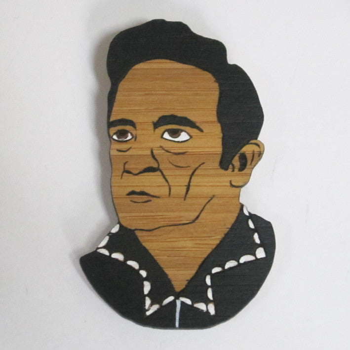 Johnny Cash brooch handmade man in black