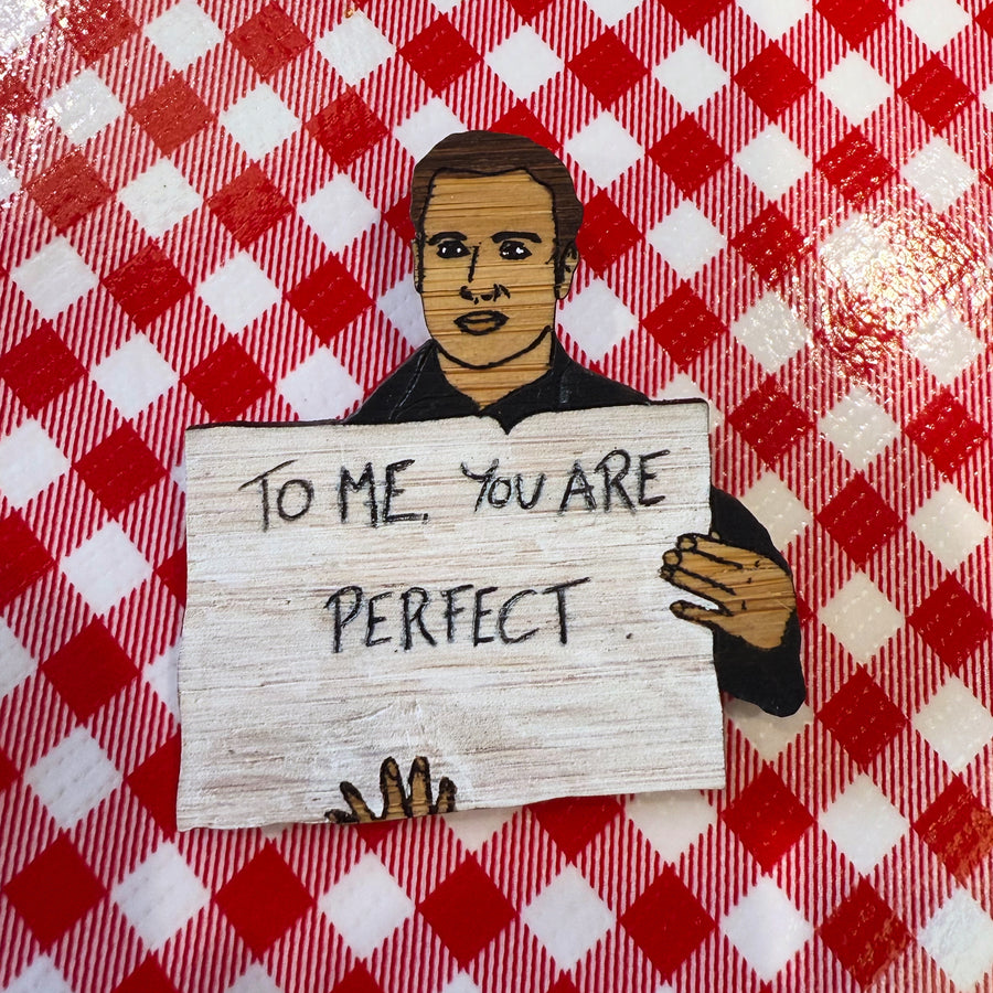 Brooch: Love Actually: Creepy Sign guy