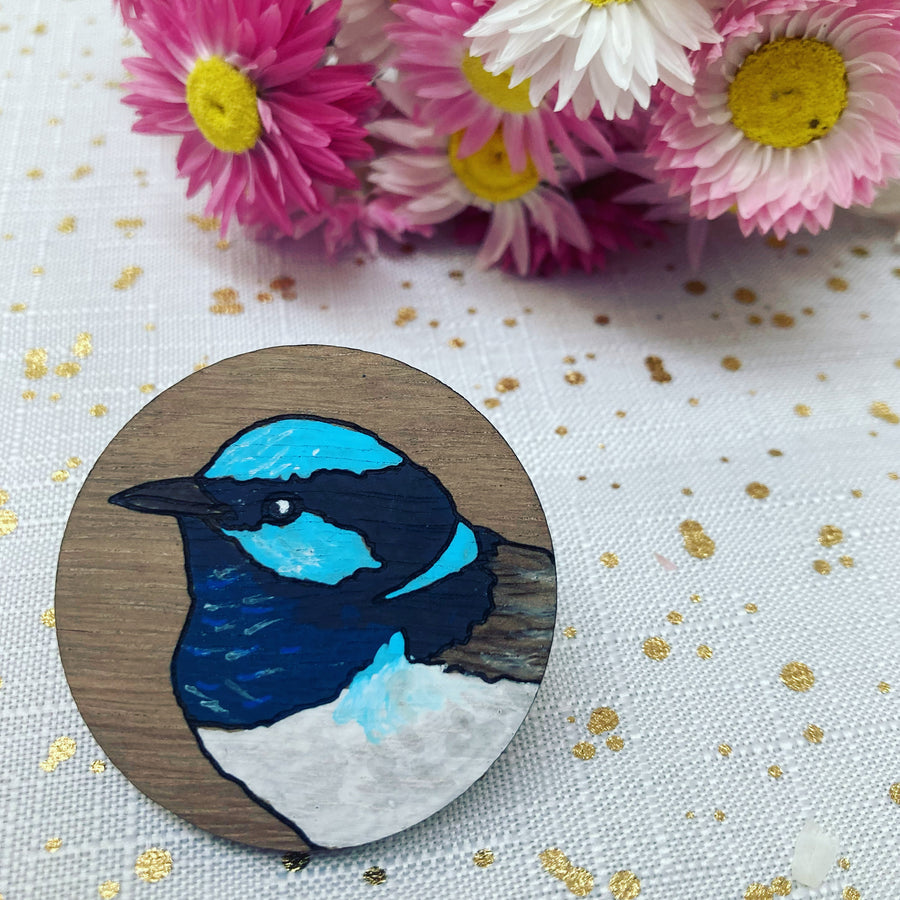 Blue Wren Brooch