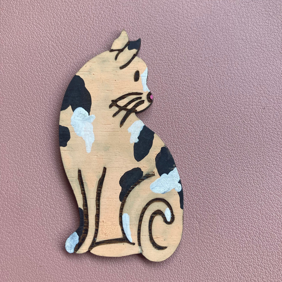One-Off Brooch: Cat - apricot patch