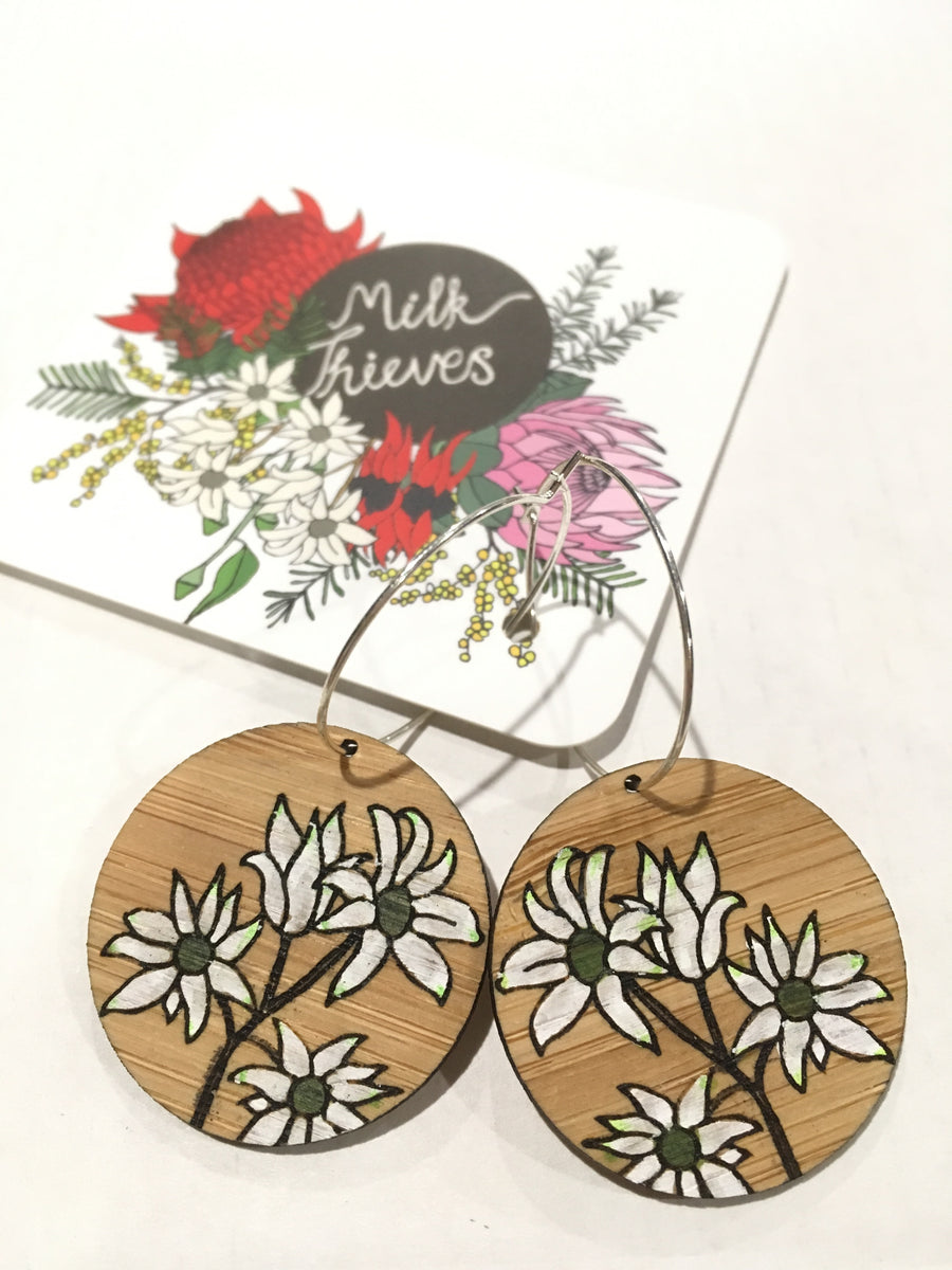 Floral Hoop Earrings - Flannel Flower