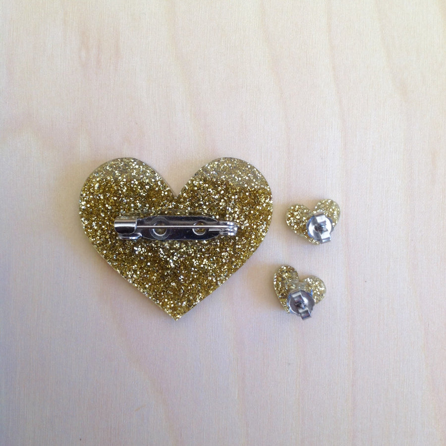 Sparkly Hearts: Brooch or Studs