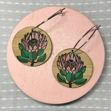 Floral Hoop Earrings - Protea